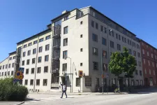 An overview of the exterior of the housing area Spoletorp South showing the building in front of the road. Photo by LU Accommodation.